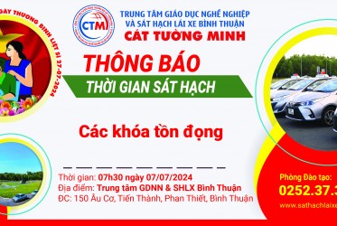 THÔNG BÁO THỜI GIAN SÁT HẠCH ngày 07/07/2024