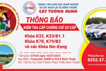THÔNG BÁO KIỂM TRA CẤP CHỨNG CHỈ SƠ CẤP ngày 18-07-2024