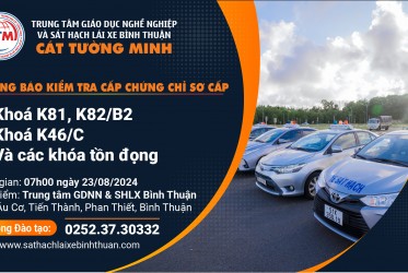 THÔNG BÁO KIỂM TRA CẤP CHỨNG CHỈ SƠ CẤP ngày 23-08-2024