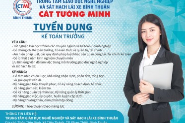 THÔNG BÁO TUYỂN KẾ TOÁN TRƯỞNG